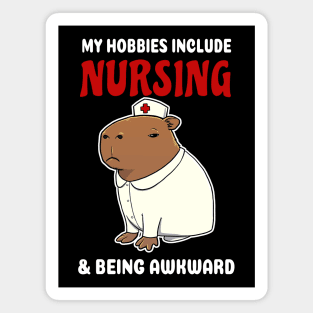 My hobbies include Nursing and being awkward cartoon Capybara Magnet